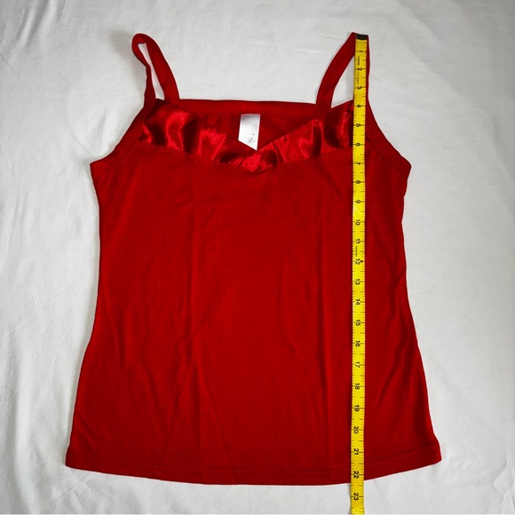 Red Women's Cami Top Sleeveless Satin Detail Layering - Picture 8 of 10